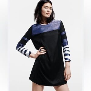 H&M studio collection velvet blue black and white beaded mini dress size…